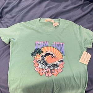 Ron Jon Mint Tee with Wave and Floral Design Grand Turk